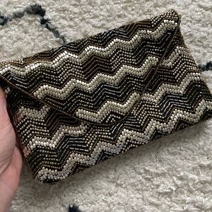 Sole Society Metallic Beaded Envelope Clutch